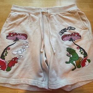 A•LAB Women's Cream Mushroom Graphic Athletic Shorts